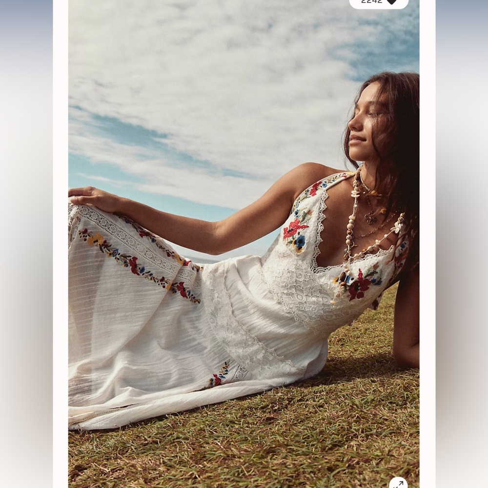 Free People Keila Embroidered Lace Vintage Midi Dress - Picture 2 of 8